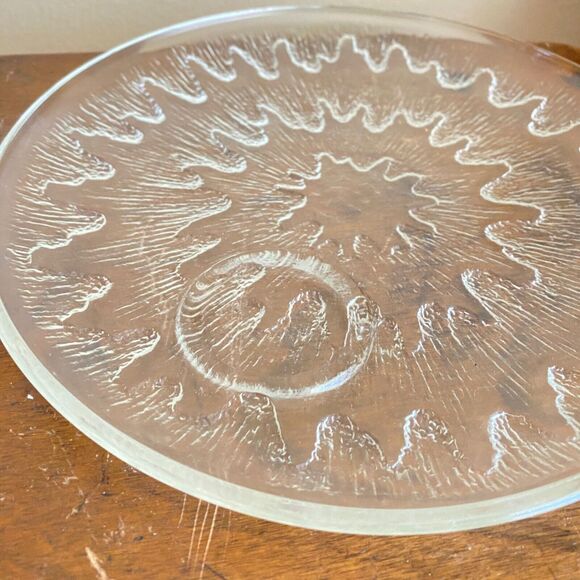 Vintage In Box Indiana Glass Sunburst Crystal Clear Plate & Cup Snack Set of 4 - Picture 9 of 10